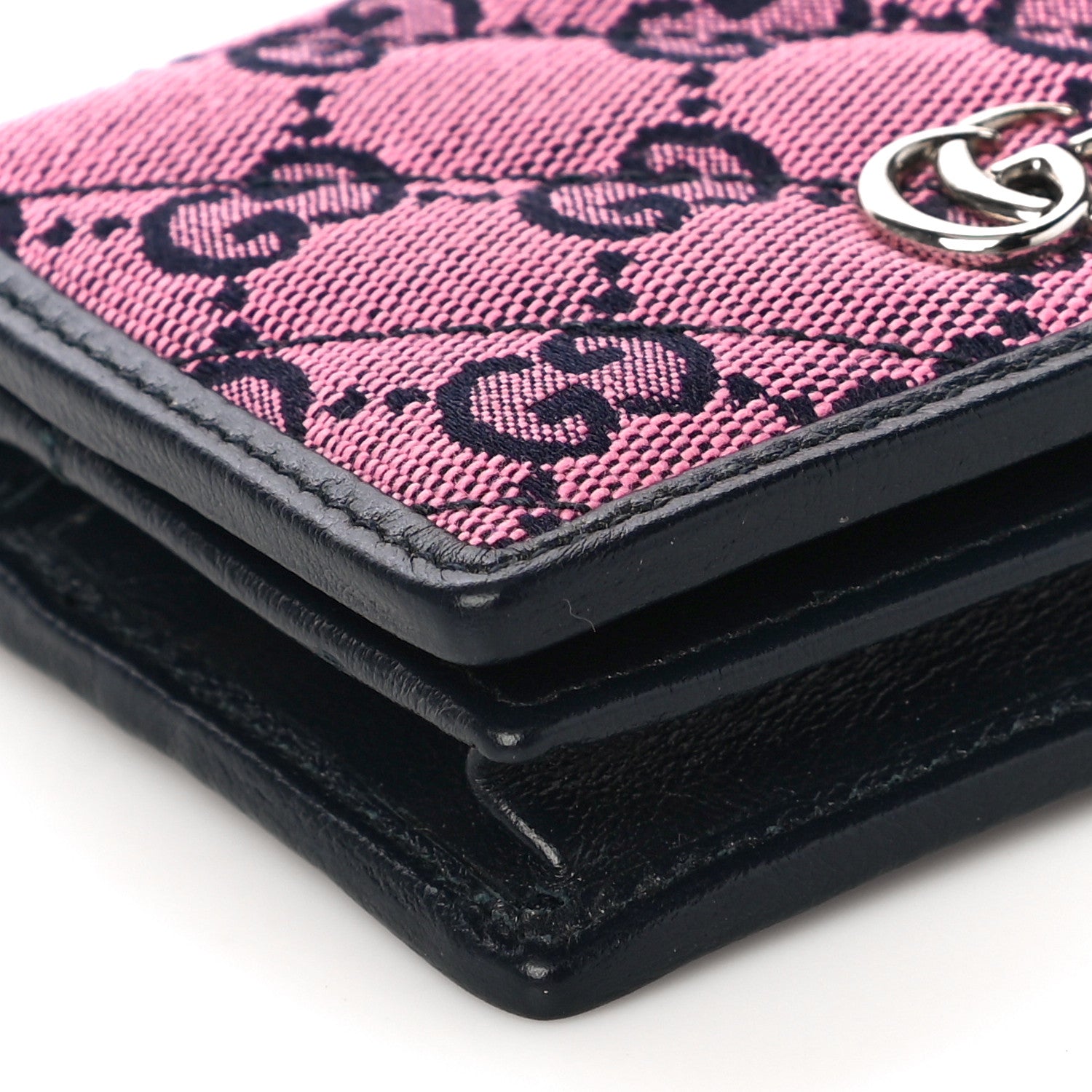 Gucci Monogram Multicolor Matelasse Diagonal GG Marmont Card Case Wallet Pink Blue 8 of 10