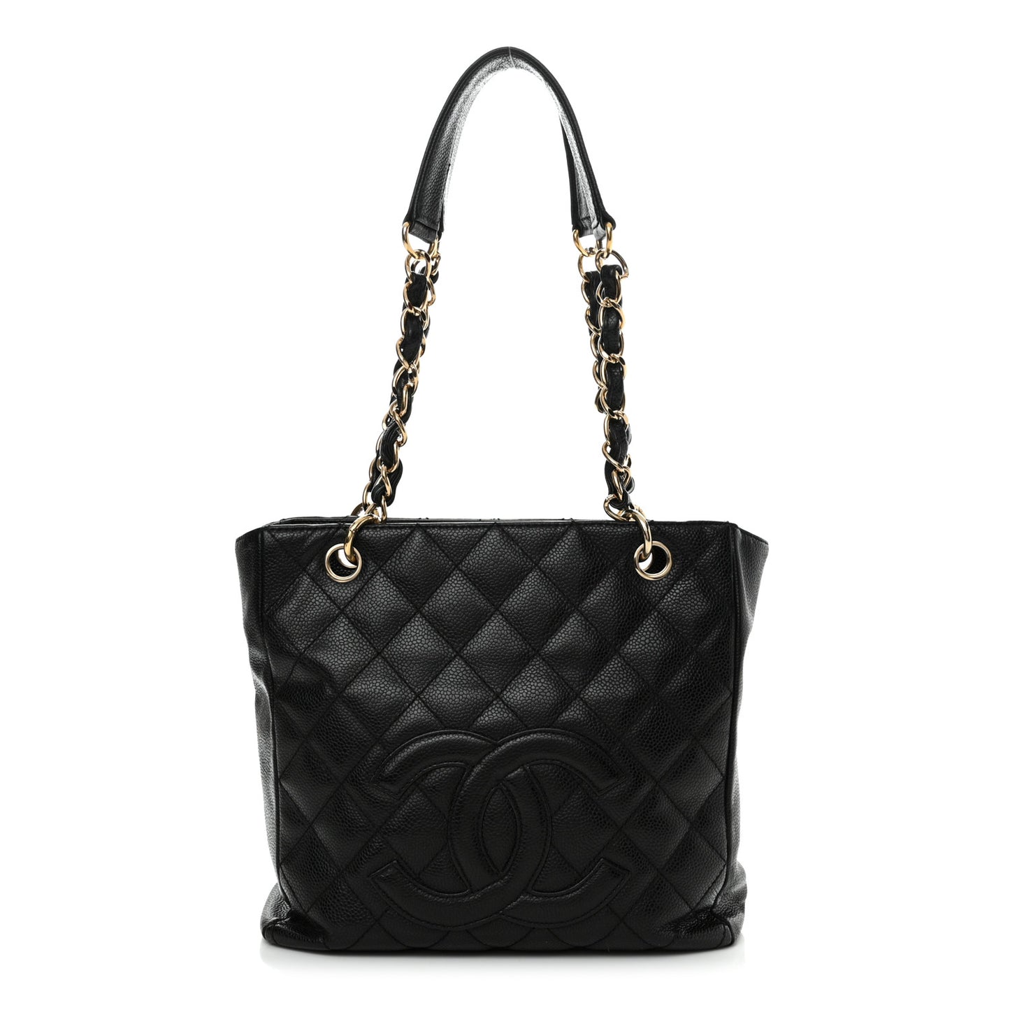 Caviar Quilted Petit Shopping Tote PST Black