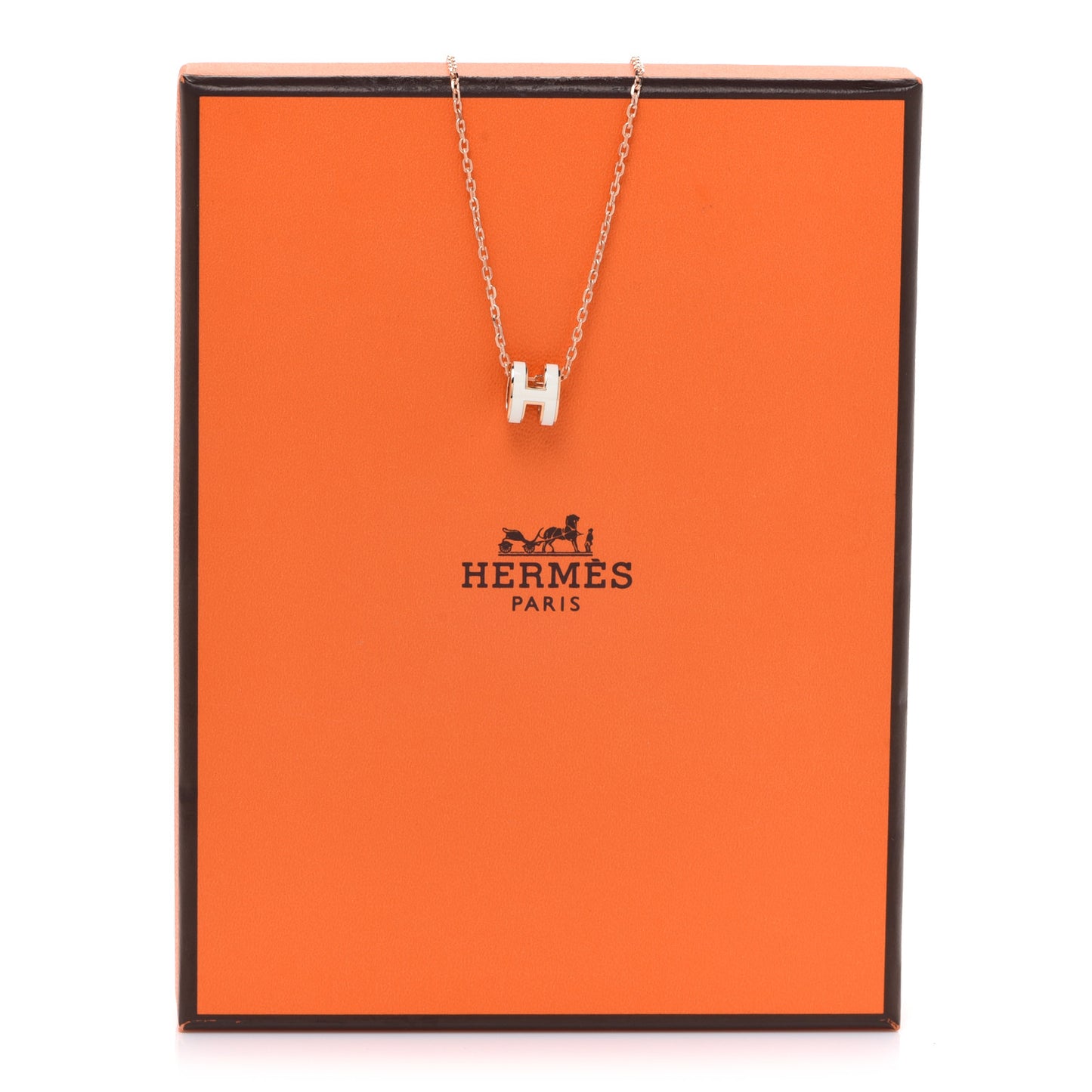 Lacquered Rose Gold Mini Pop H Pendant Necklace White
