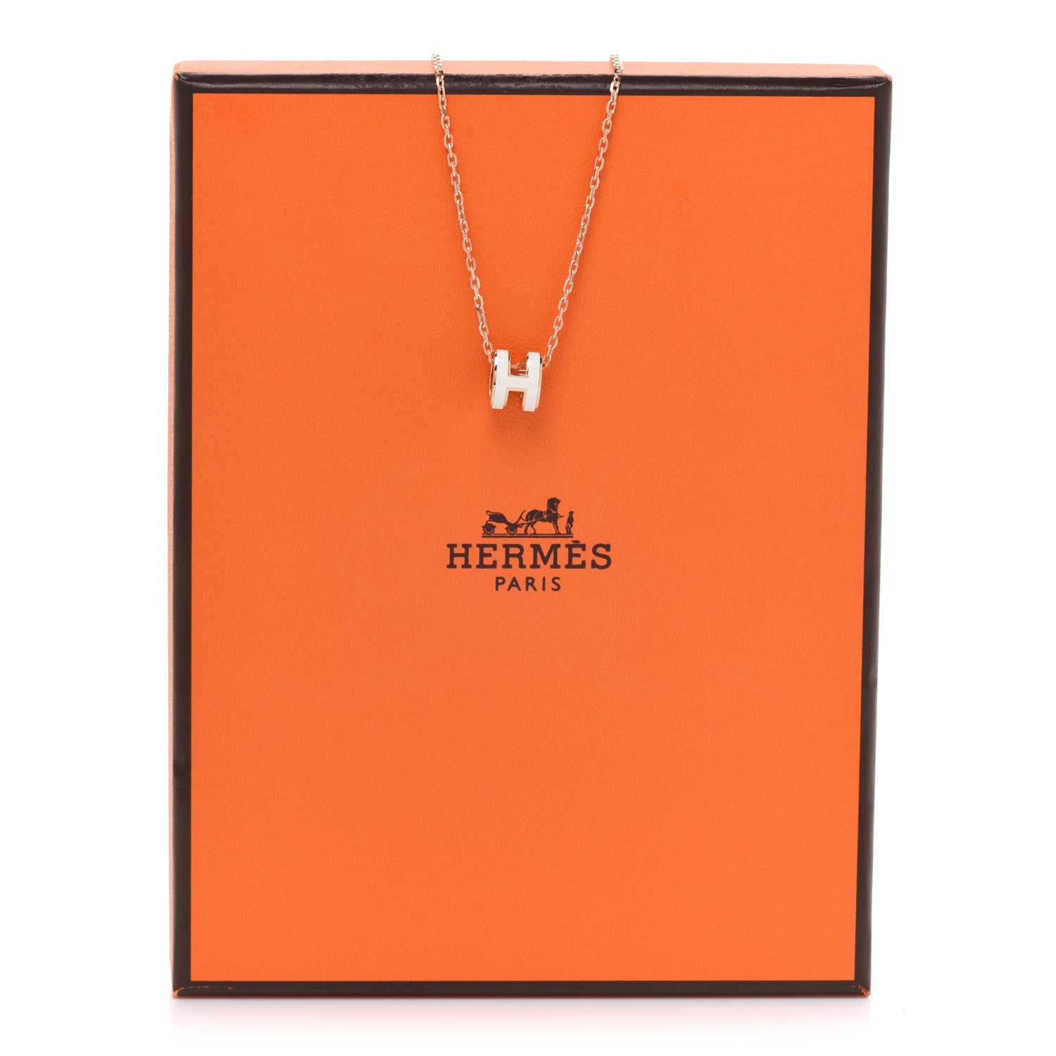 Hermes Lacquered Rose Gold Mini Pop H Pendant Necklace White 7 of 7