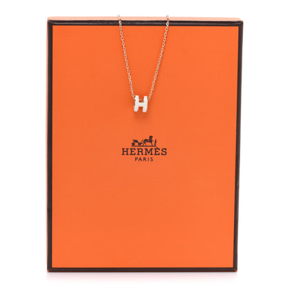 Hermes Lacquered Rose Gold Mini Pop H Pendant Necklace White 7 of 7