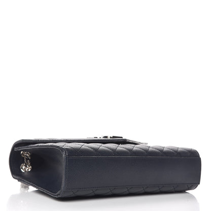 Saint Laurent Grain De Poudre Textured Mixed Matelasse Triquilt Medium Monogram Satchel Deep Marine 4 of 10