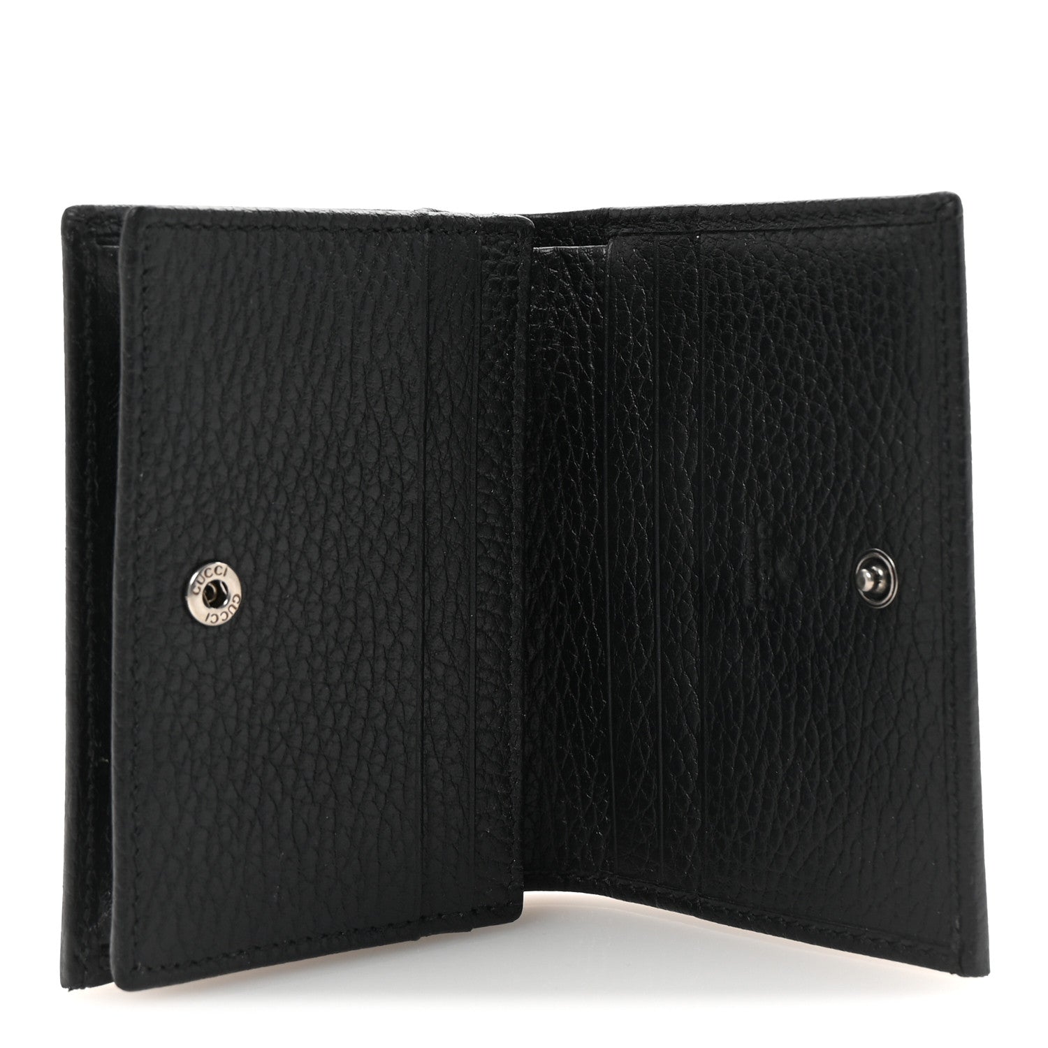 Gucci Dollar Calfskin Enamel Monochrome GG Marmont Card Case Black 5 of 7