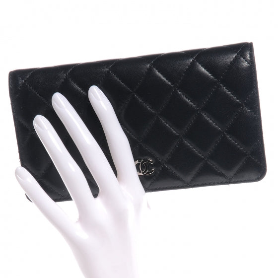 Chanel Lambskin Quilted Yen Wallet Black 2 of 9