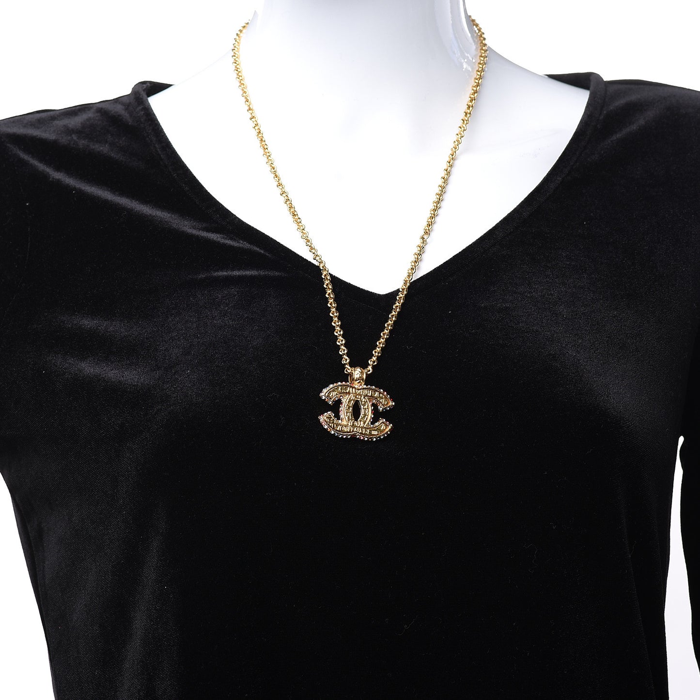 Crystal CC Pendant Necklace Gold Multicolor