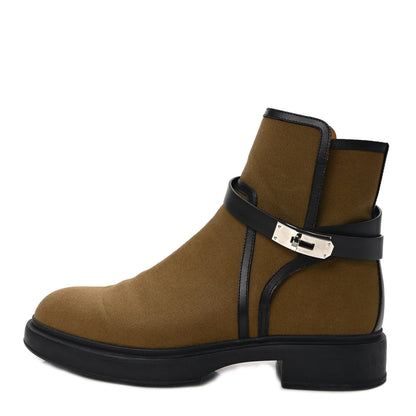 Hermes Canvas Veo Ankle Boots 42 Kaki Black 1 of 8