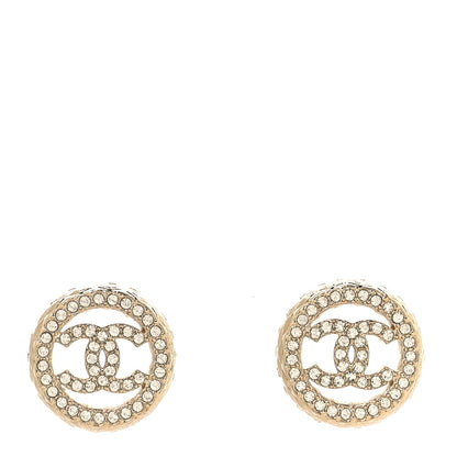 Chanel Crystal CC Round Earrings Gold 2 of 8