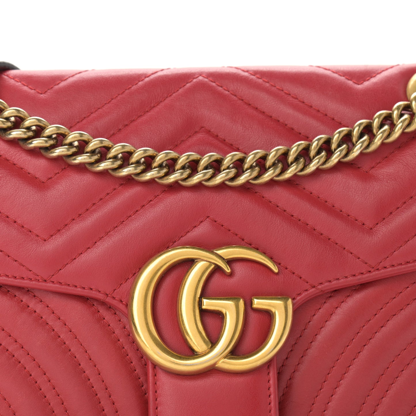 Calfskin Matelasse Small GG Marmont Shoulder Bag Hibiscus Red