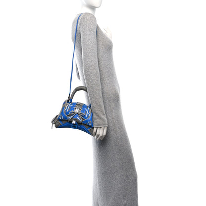 Balenciaga Faux Calfskin Fabric Small Sneakerhead Top Handle Bag Blue Grey 2 of 13