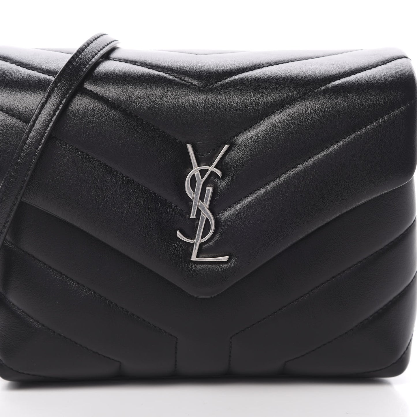 Calfskin Y Quilted Monogram Toy Loulou Crossbody Bag Black