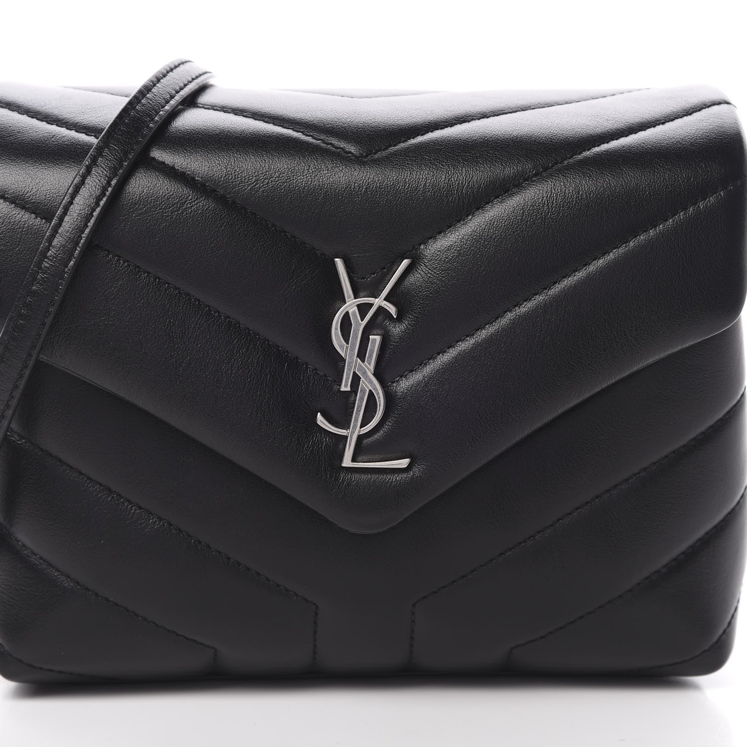 Saint Laurent Calfskin Y Quilted Monogram Toy Loulou Crossbody Bag Black 8 of 11