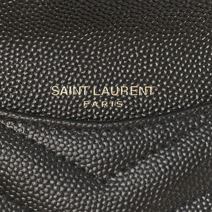 Saint Laurent Grain De Poudre Matelasse Chevron Monogram Compact Wallet Black 7 of 10