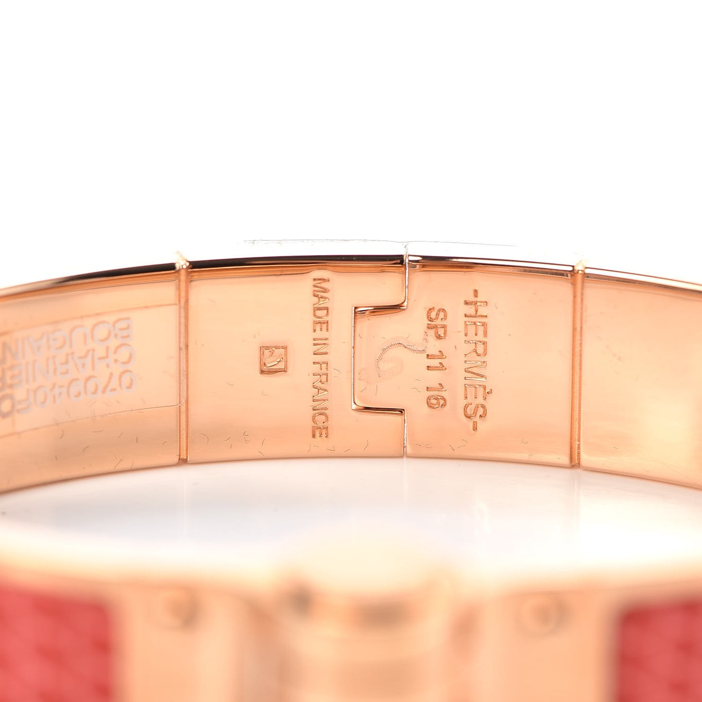 Lizard Charniere Cuir Narrow Hinged Bracelet S Bougainvillea