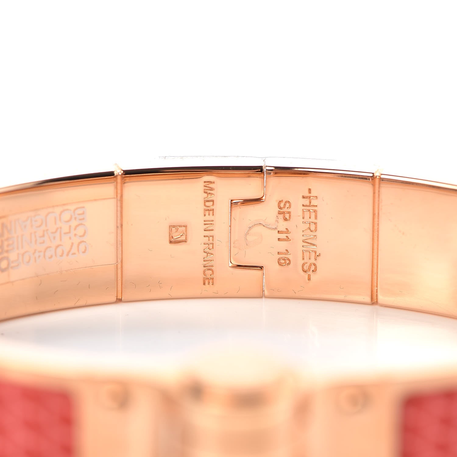 Hermes Lizard Charniere Cuir Narrow Hinged Bracelet S Bougainvillea 4 of 5