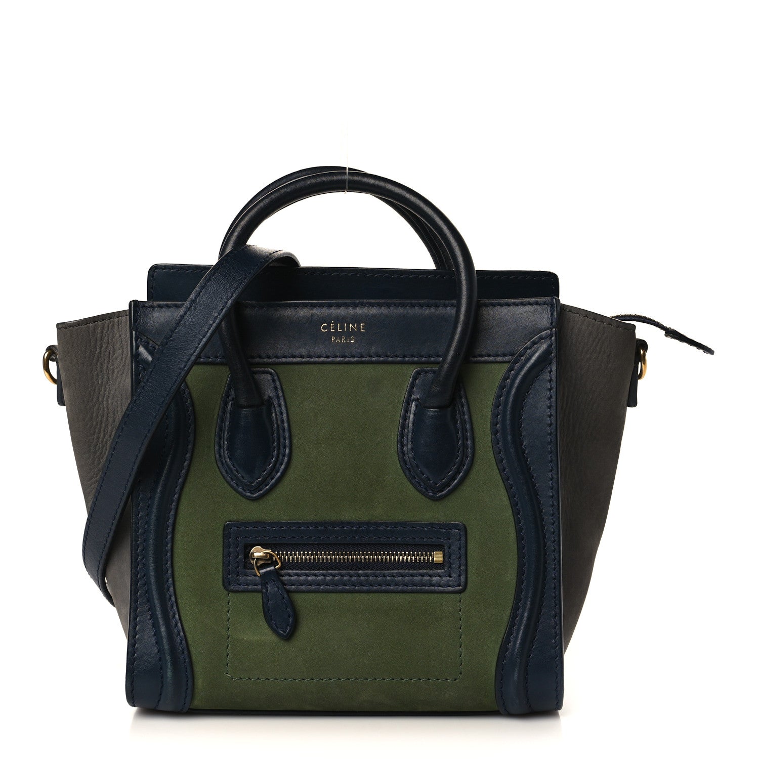 Celine Nubuck Smooth Calfskin Nano Tri-Color Luggage Green 1 of 8