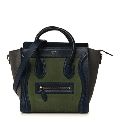 Celine Nubuck Smooth Calfskin Nano Tri-Color Luggage Green 1 of 8