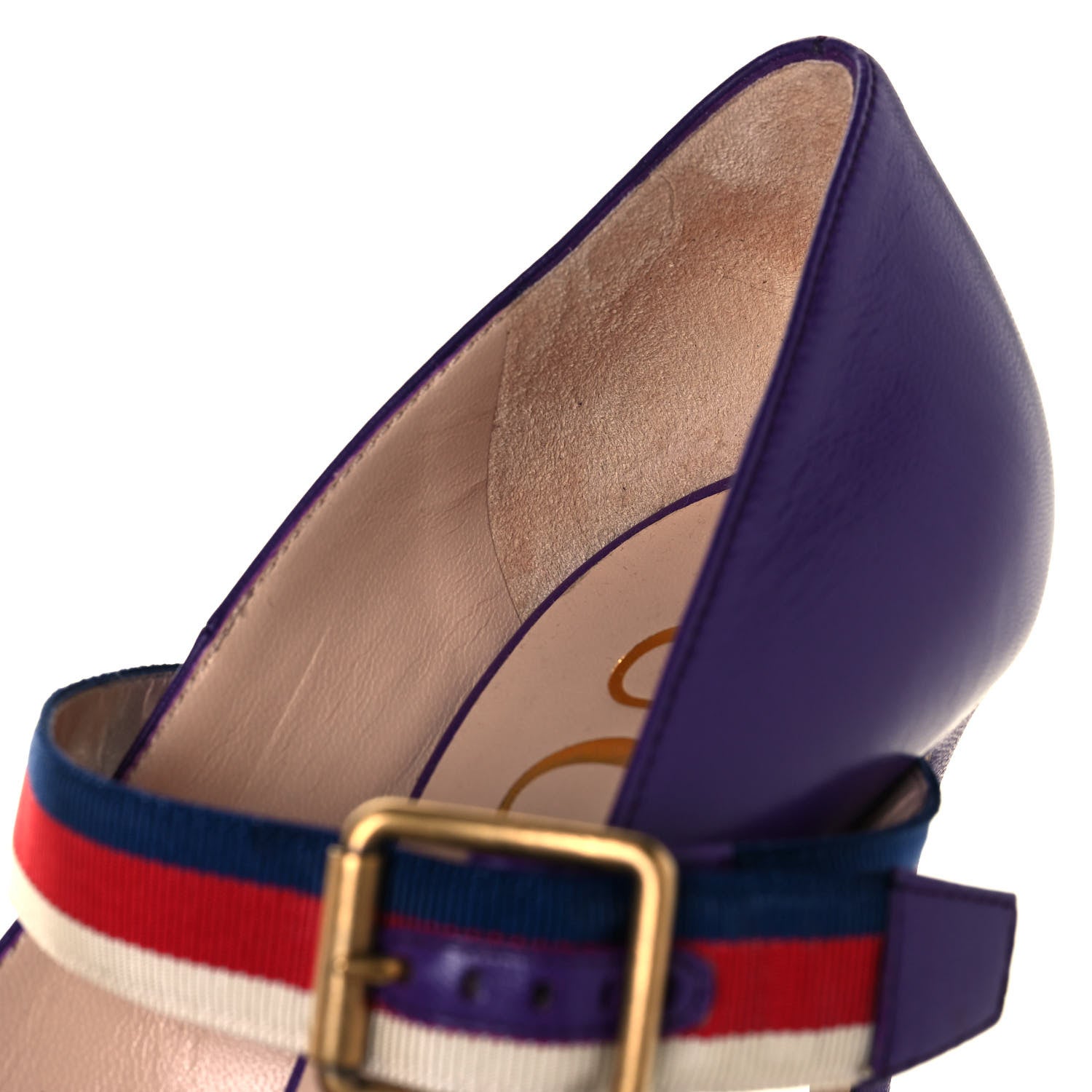 Gucci Malaga Kid Sylvie High Heel Pumps 36.5 Shine Purple 8 of 8
