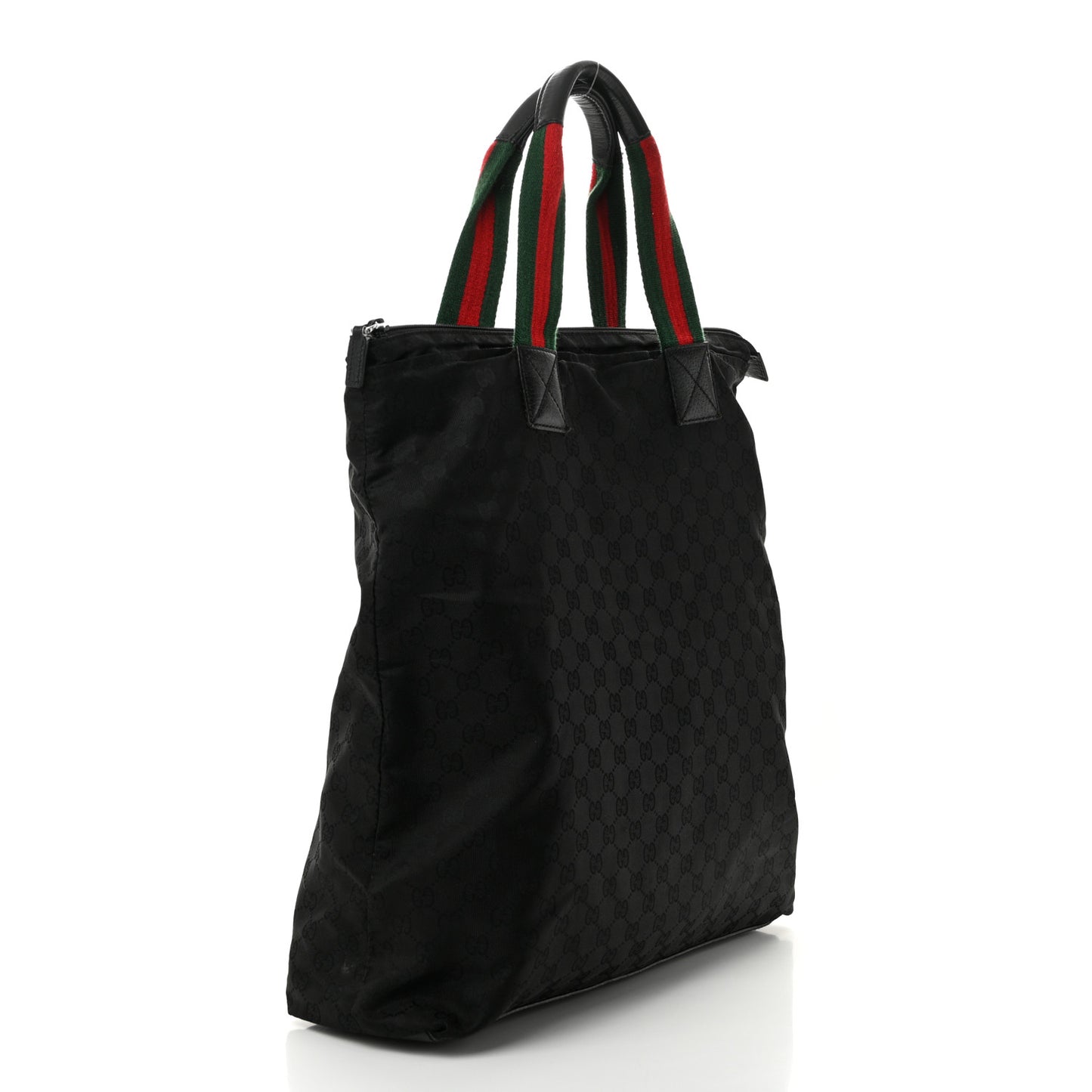 GG Monogram Large Web Handle Vertical Tote Black