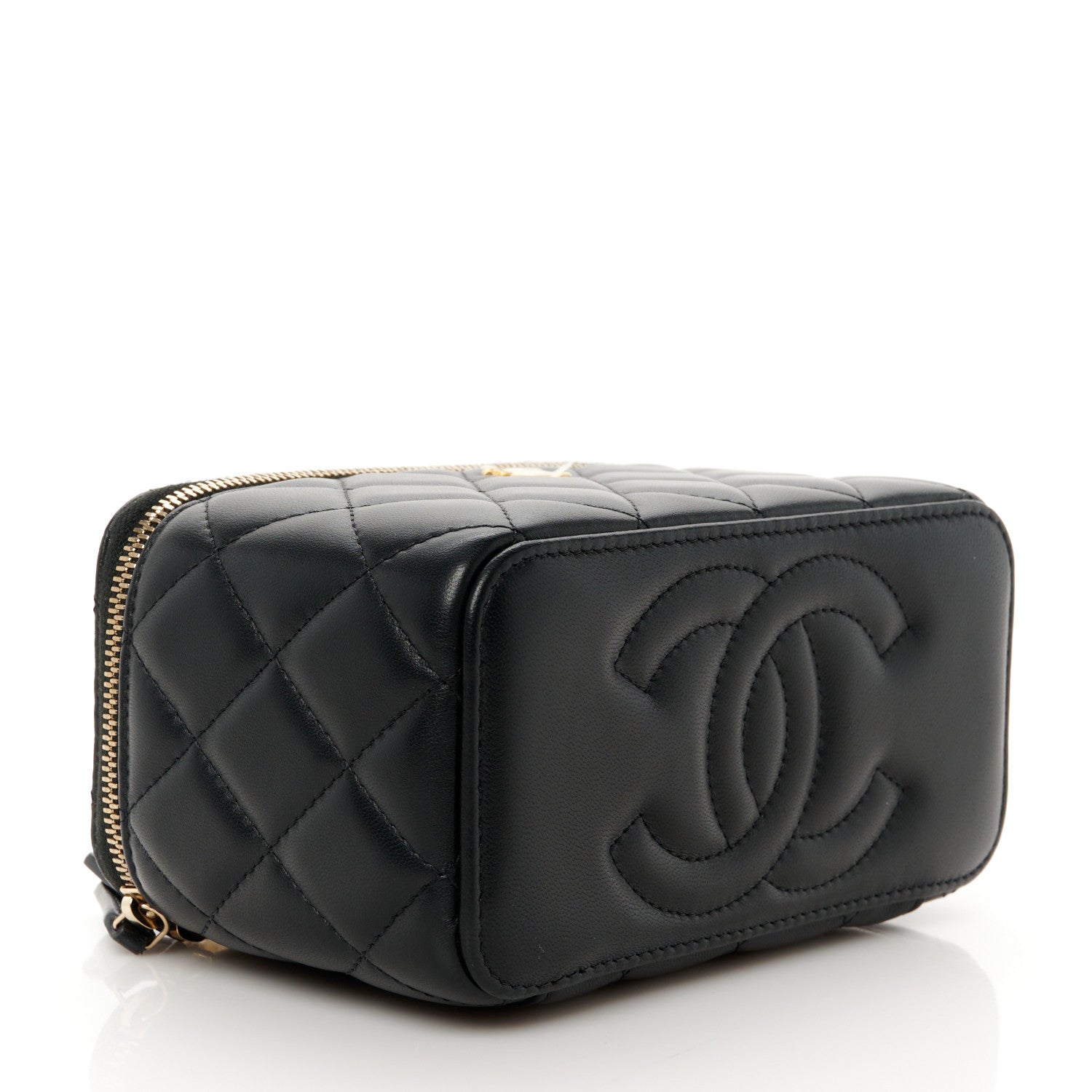 Chanel Lambskin Quilted Pearl Crush Small Vanity Case With Chain Black 4 of 13