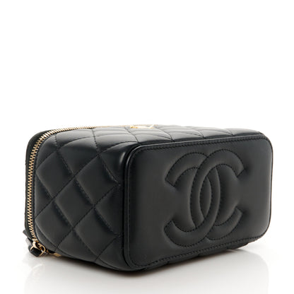 Chanel Lambskin Quilted Pearl Crush Small Vanity Case With Chain Black 4 of 13