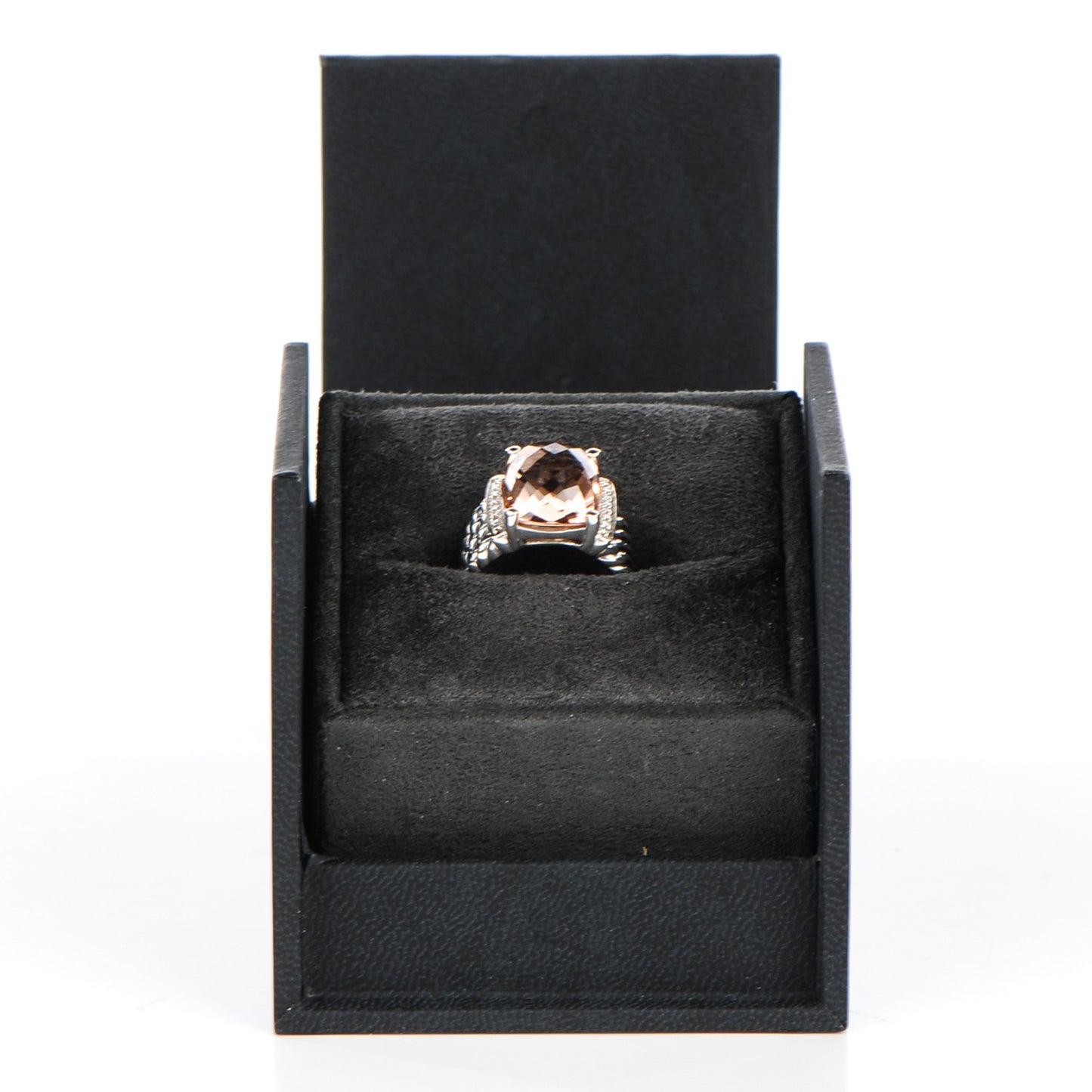 Sterling Silver Diamond Morganite 16mm Wheaton Ring 54 7