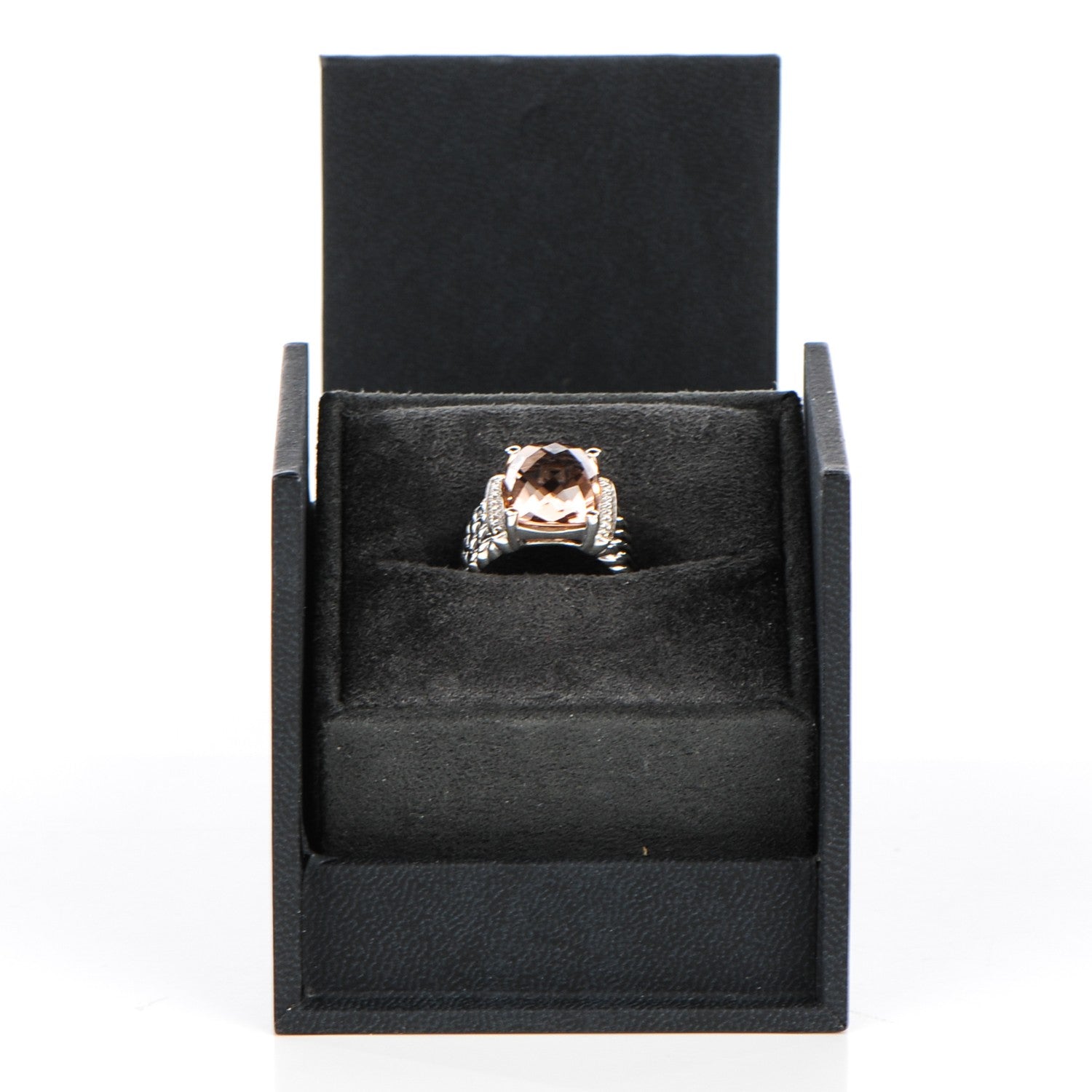 David Yurman Sterling Silver Diamond Morganite 16mm Wheaton Ring 54 7 5 of 5