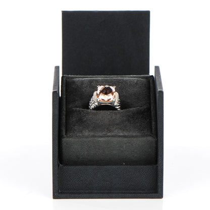 David Yurman Sterling Silver Diamond Morganite 16mm Wheaton Ring 54 7 5 of 5