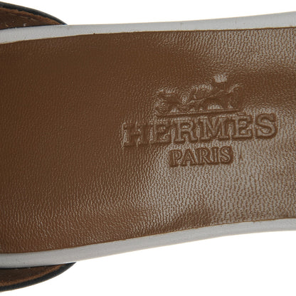 Hermes Box Calfskin Manege Sandals 36 Natural White Black 7 of 8