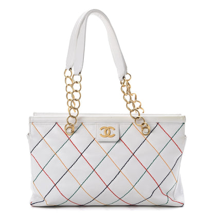 Chanel Calfskin Multicolor Stitch Tote White 1 of 18