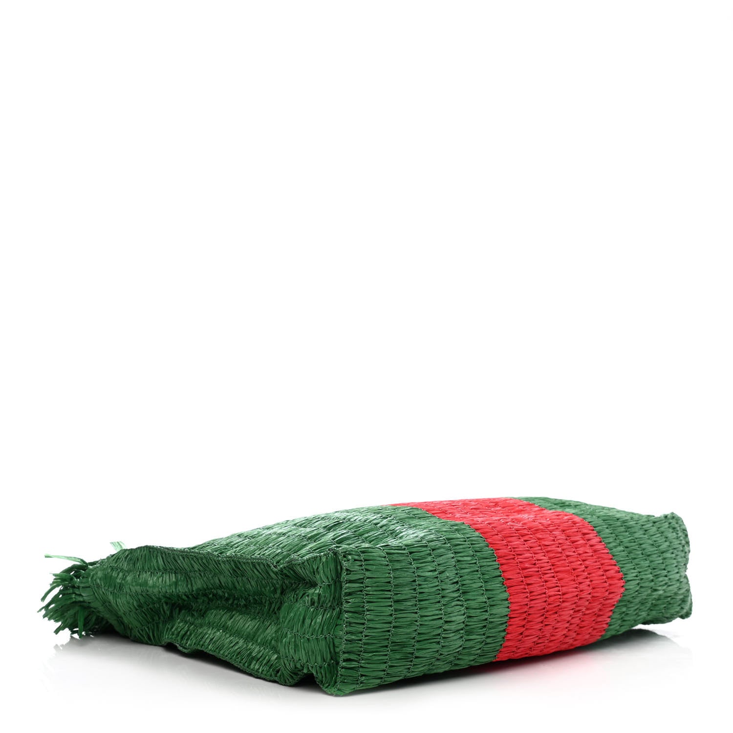 Gucci Raffia Linen Web Cestino Tote Bag Red Green 3 of 4