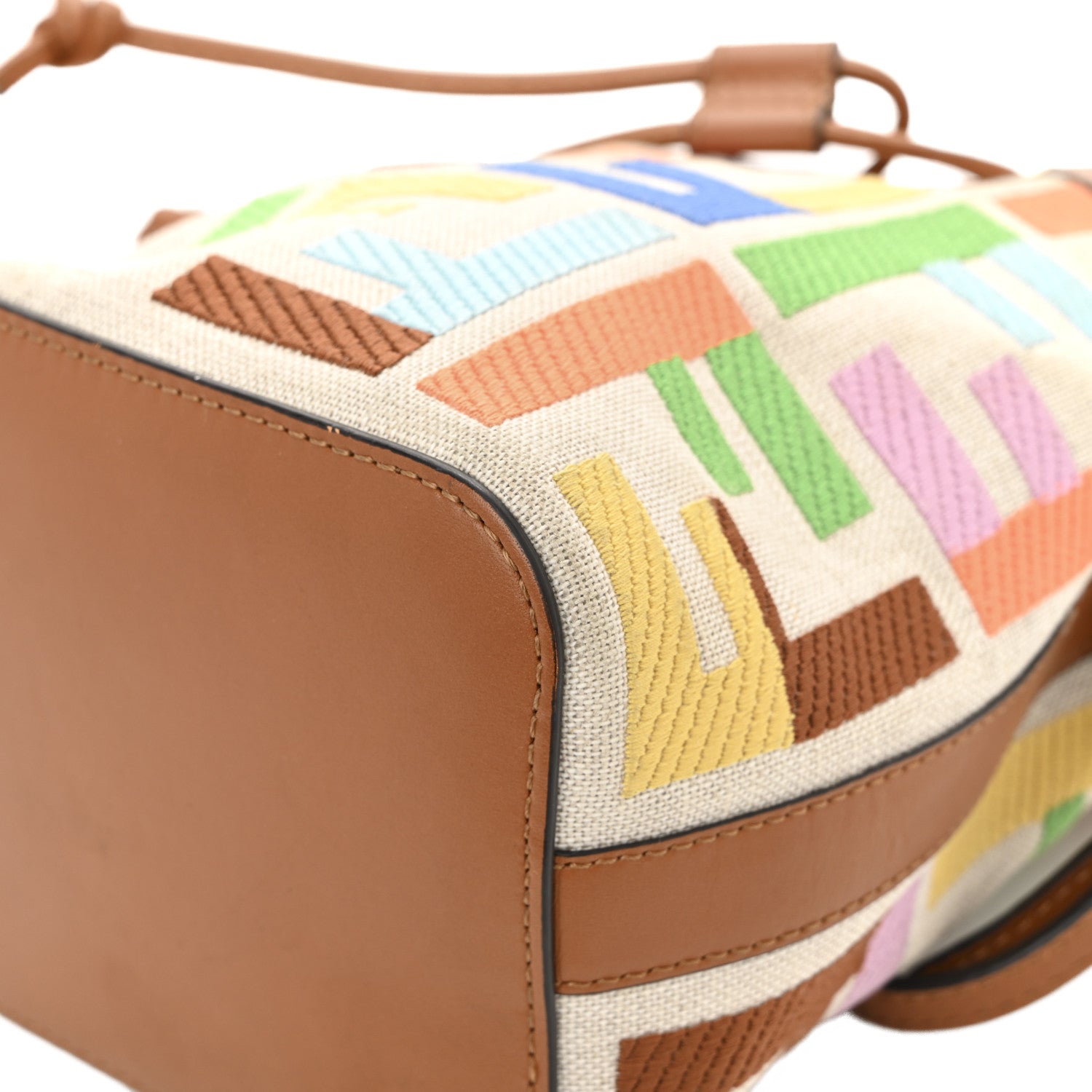 Fendi Kuban Canvas Vitello King F is Fendi FF Embroidered Mini Mon Tresor Bucket Bag Multicolor Cuoio 11 of 13