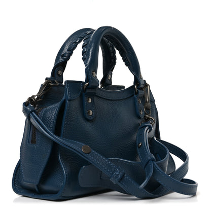 Balenciaga Grained Calfskin Neo Classic Silver Hardware Mini City Petrol Blue 3 of 10