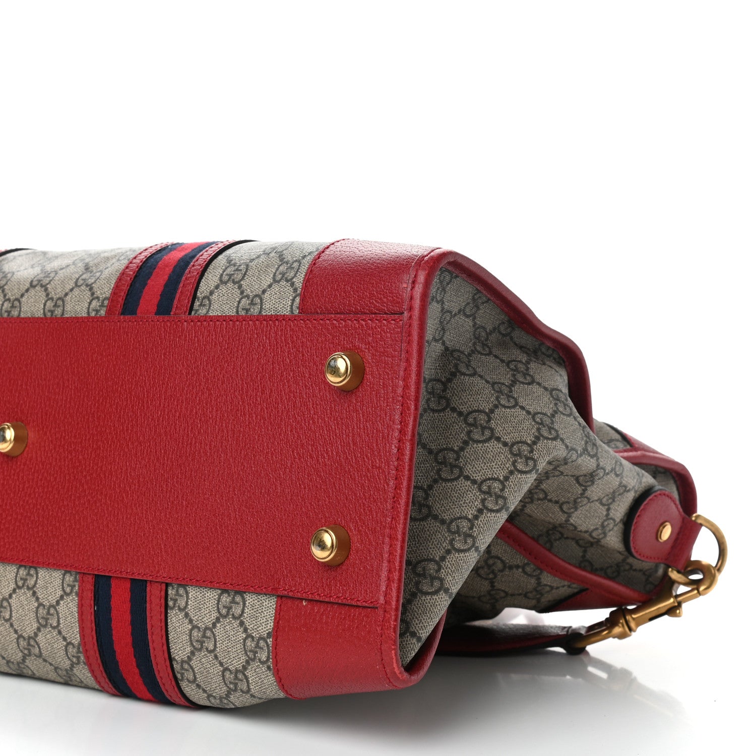 Gucci Soft GG Supreme Monogram Web Medium Duffle Bag Beige Red 9 of 11