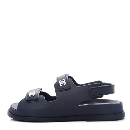 Chanel Rubber CC Dad Sandals 39 Navy 1 of 11