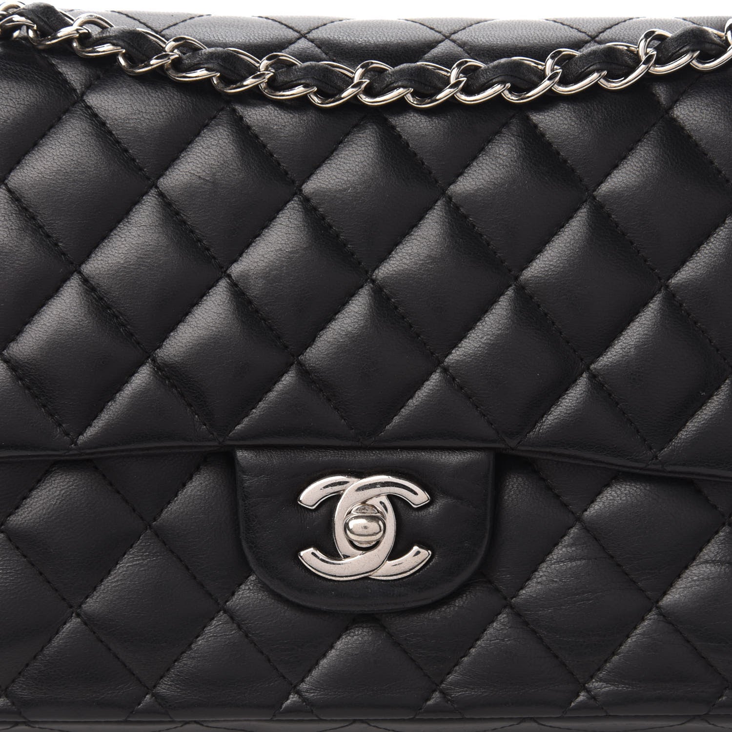 Chanel Lambskin Quilted Medium Double Flap Black 10 of 10