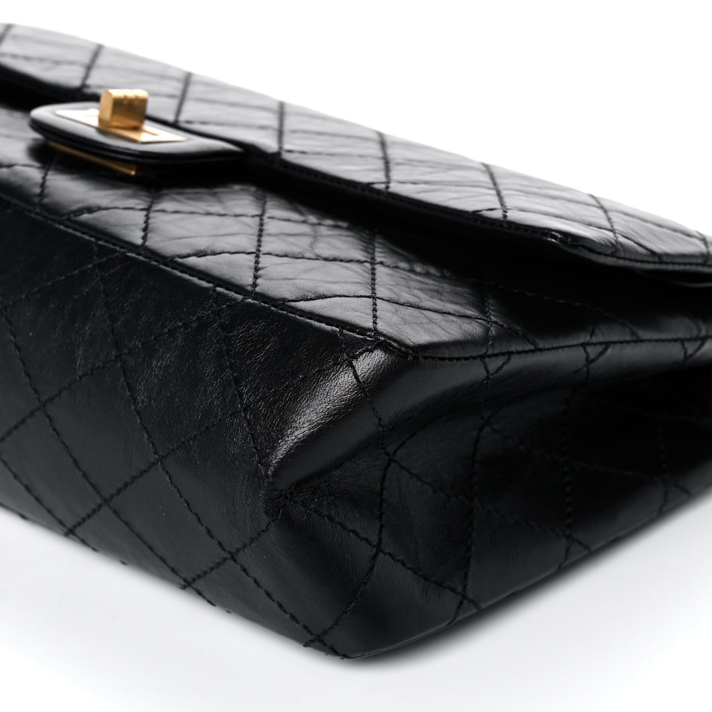 Aged Calfskin Quilted 2.55 Reissue 227 Flap Black