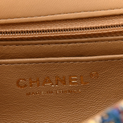Chanel Tweed Quilted Egyptian Mini Rectangular Flap Green Black 6 of 10