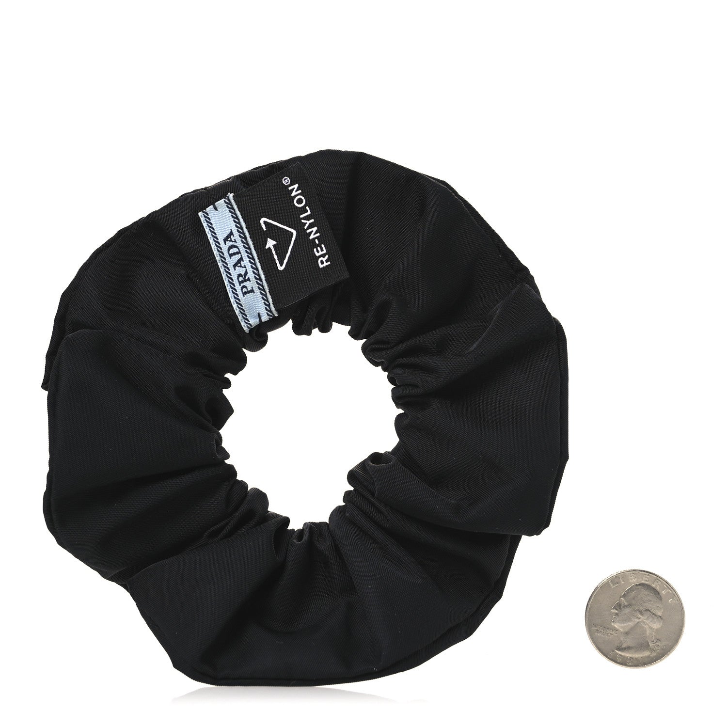 Prada Re-Nylon Metal Logo Scrunchie Black 2 of 4