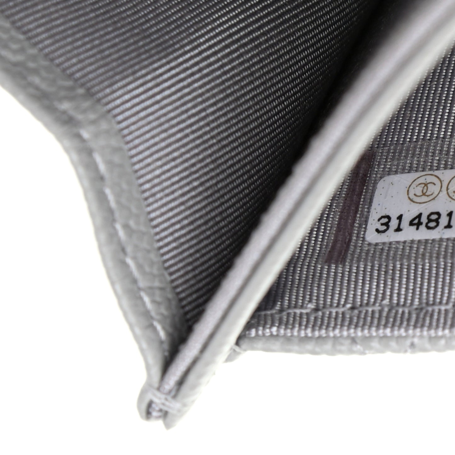 Caviar Quilted Flap Card Holder Wallet Grey