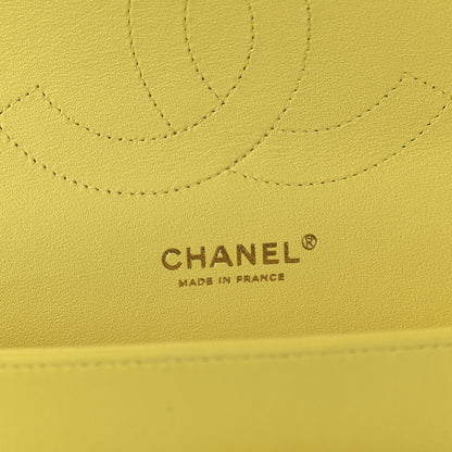 Chanel Lambskin Quilted Jumbo Double Flap Yellow 7 of 9