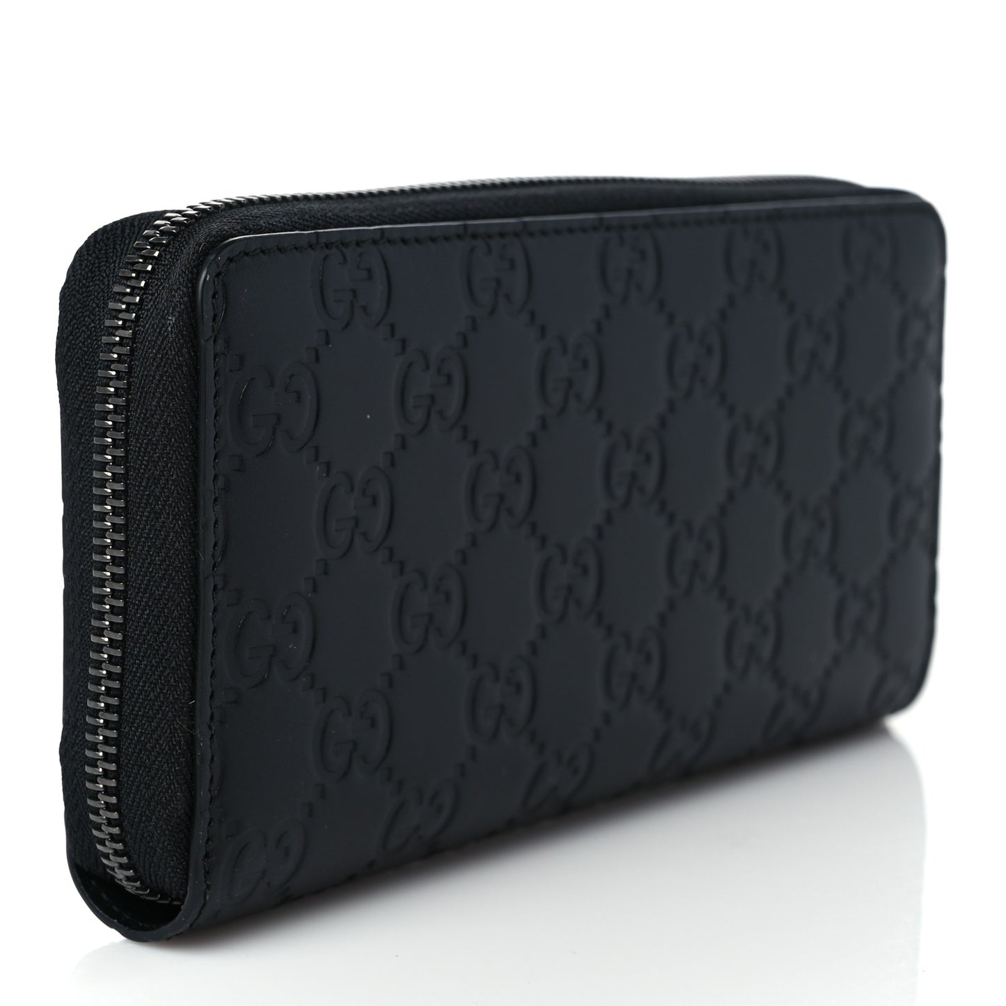 Guccissima Signature Zip Around Organizer Wallet Black