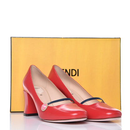 Fendi Calfskin Rainbow Mary Jane Pumps 39 Flame Sand 13 of 13