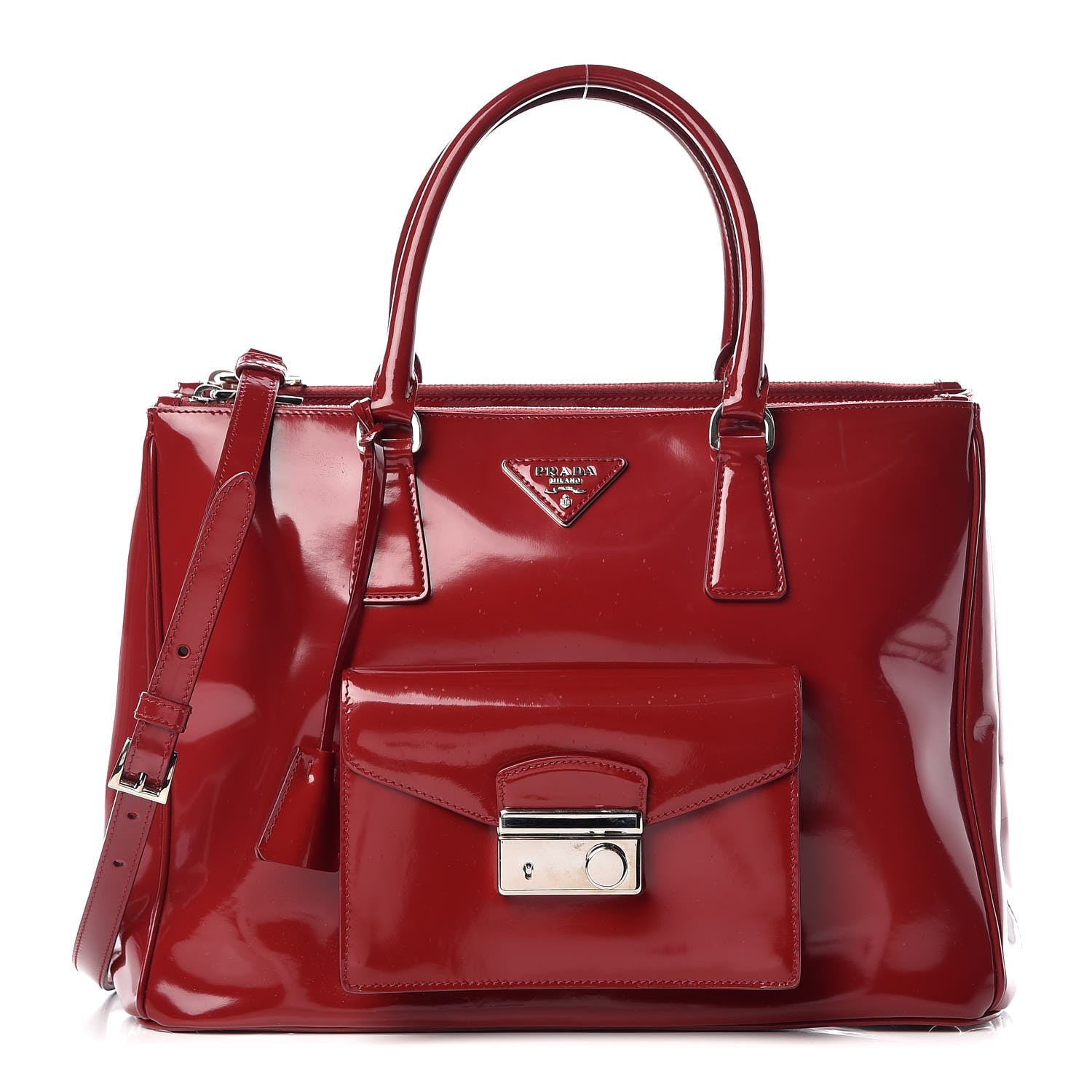 Prada Spazzolato Front Pocket Tote Rubino 1 of 9