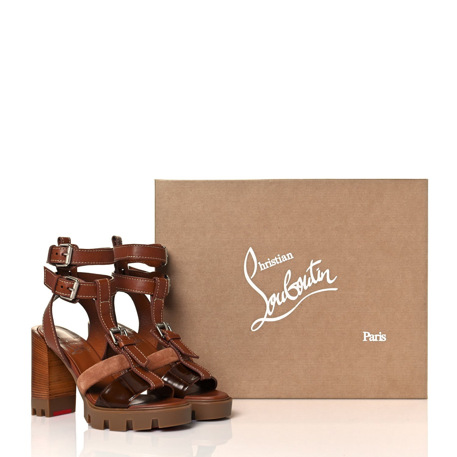Christian Louboutin Calfskin Rangerissima Lug 100 Sandal 37.5 Cuoio Fauve 8 of 8