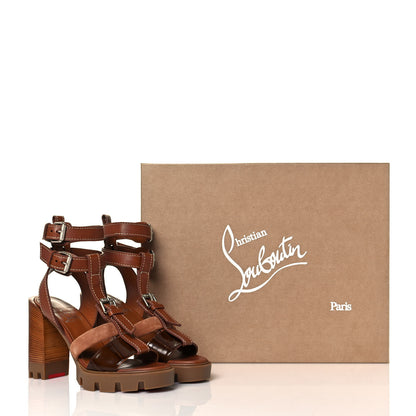 Christian Louboutin Calfskin Rangerissima Lug 100 Sandal 37.5 Cuoio Fauve 8 of 8