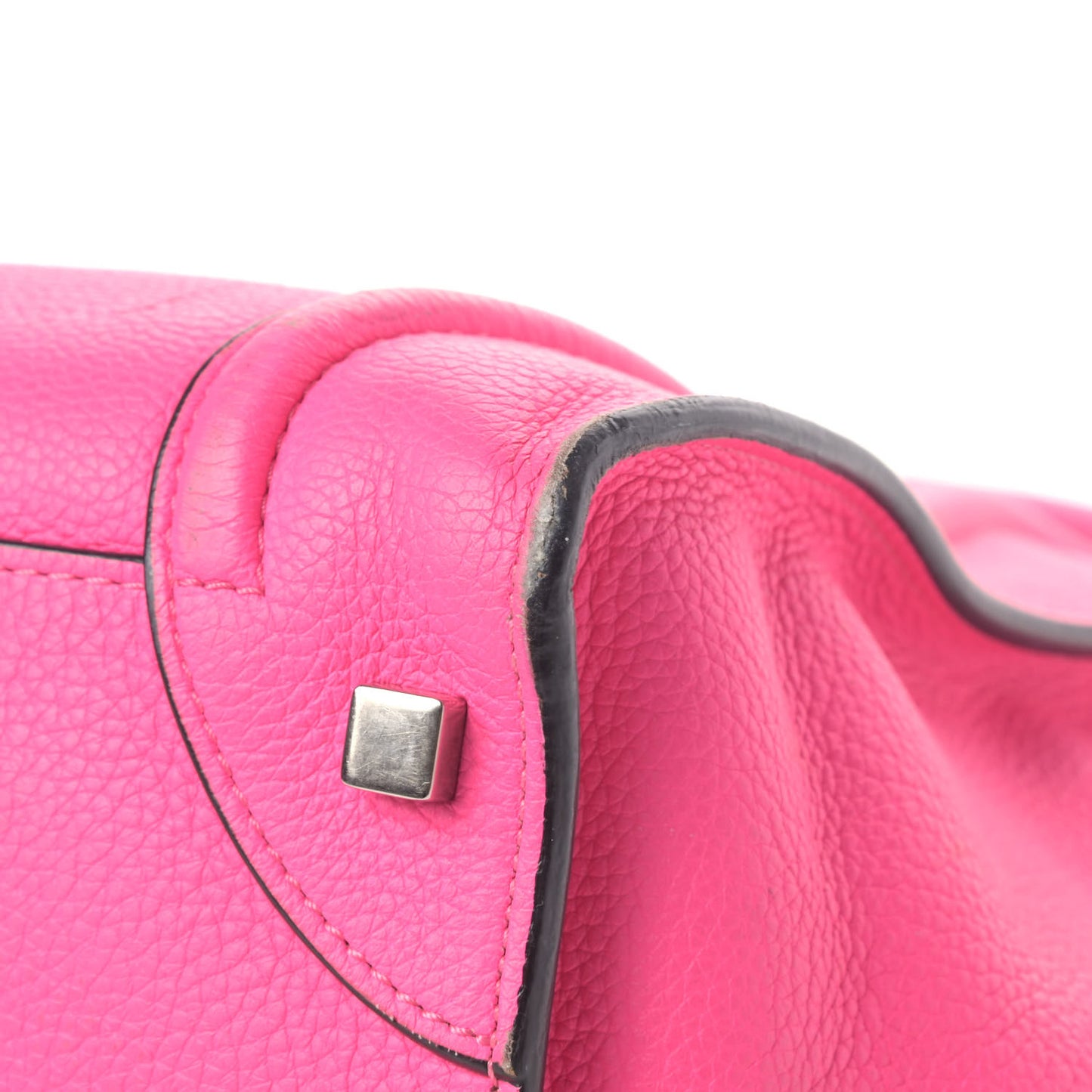 Drummed Calfskin Mini Luggage Fluo Pink