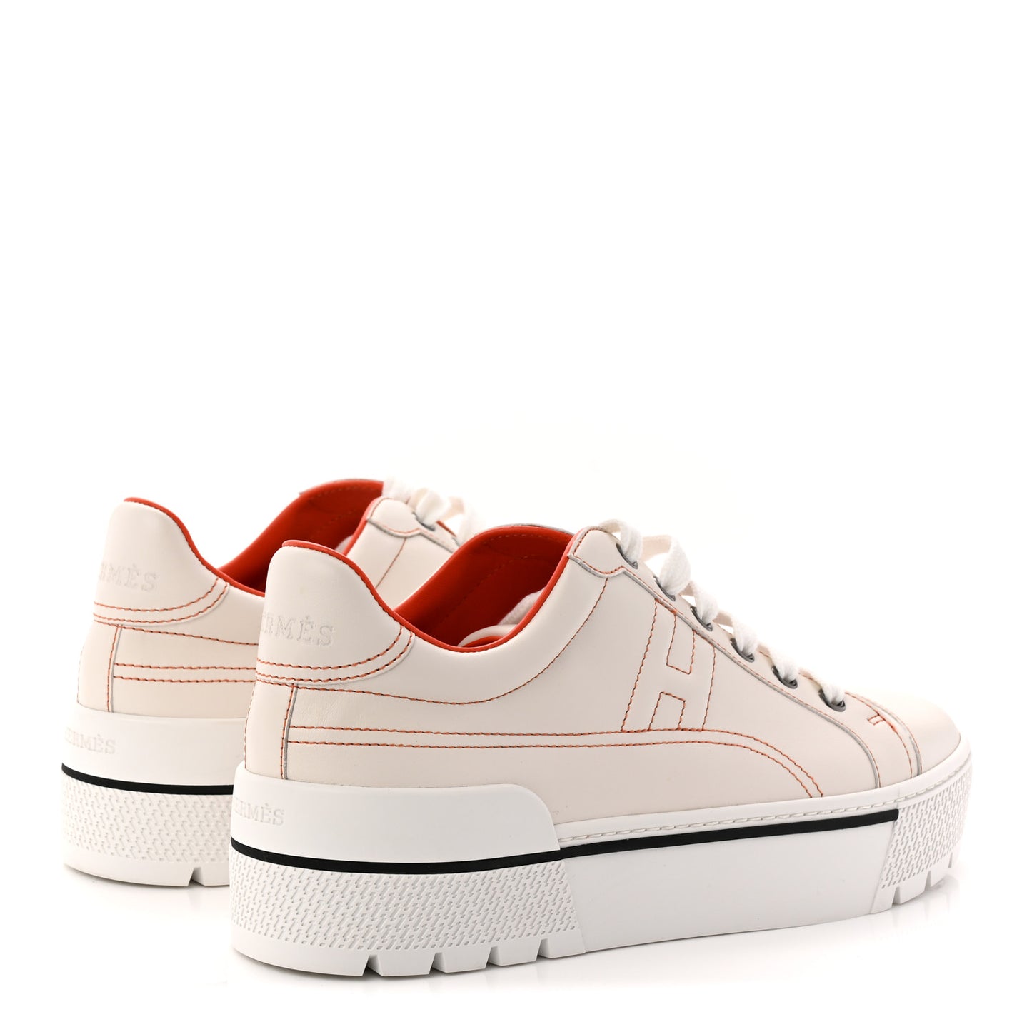 Calfskin Womens Voltage Sneakers 38 White Orange