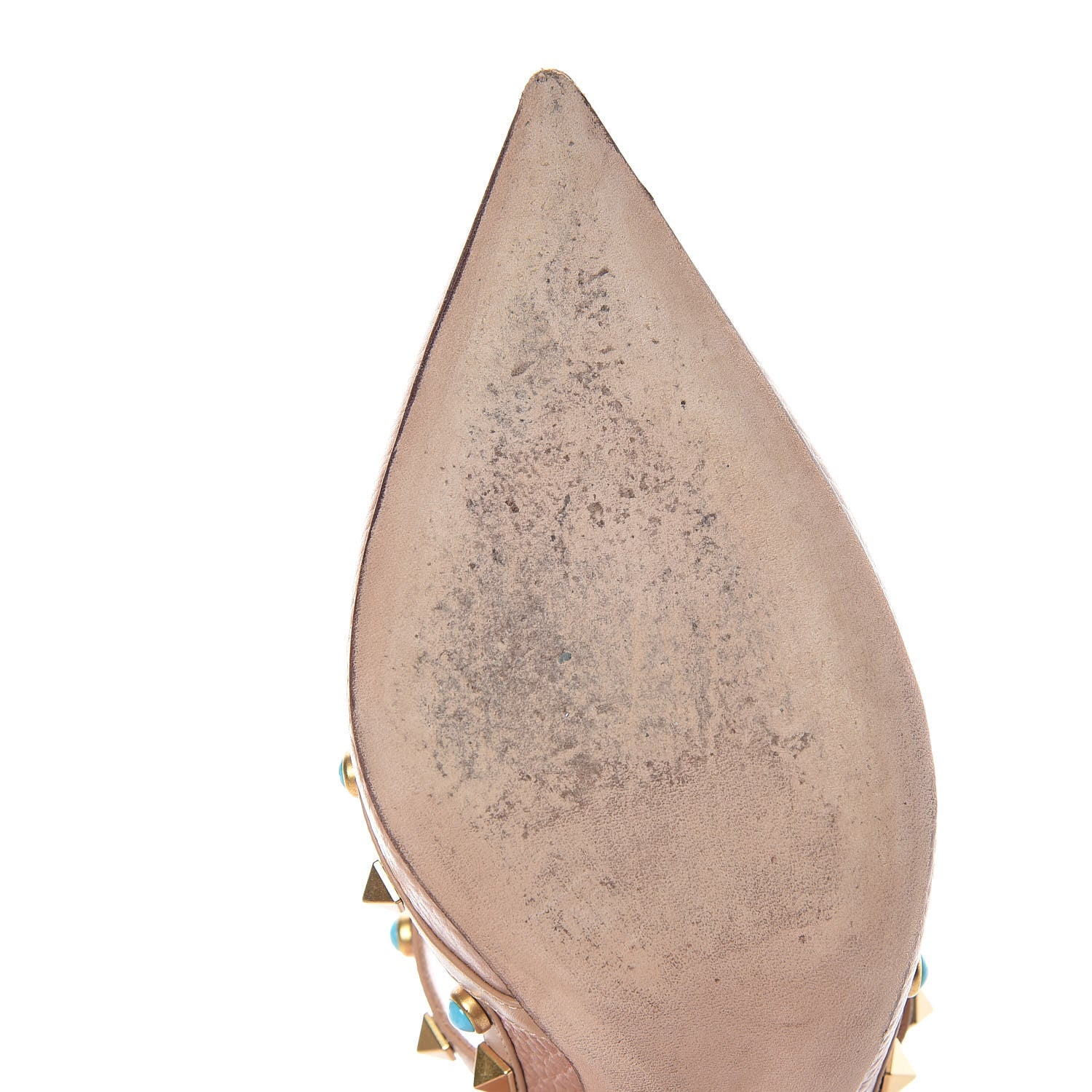 Valentino Garavani Pebbled Calfskin Rockstud Rolling Ankle Strap 100mm Pumps 40 Soft Noisette 11 of 14