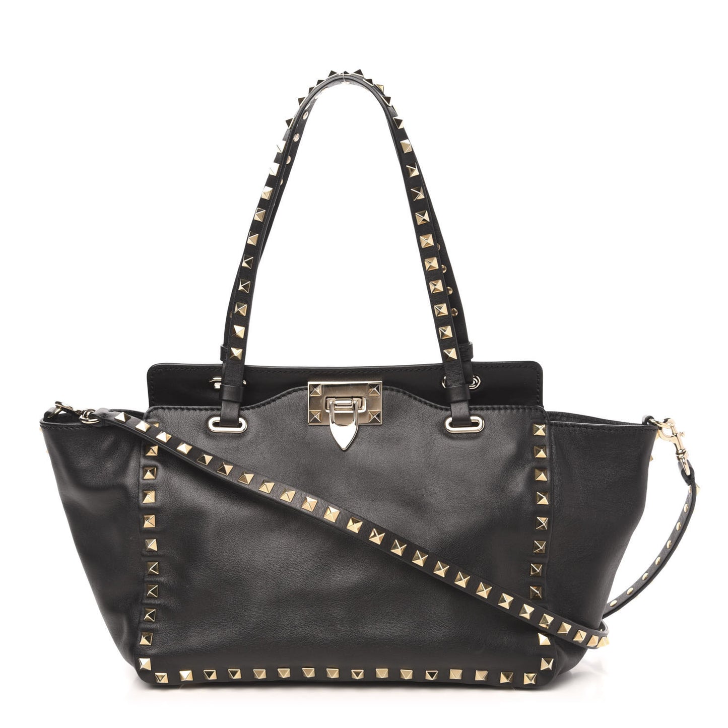 Vitello Small Rockstud Tote Black