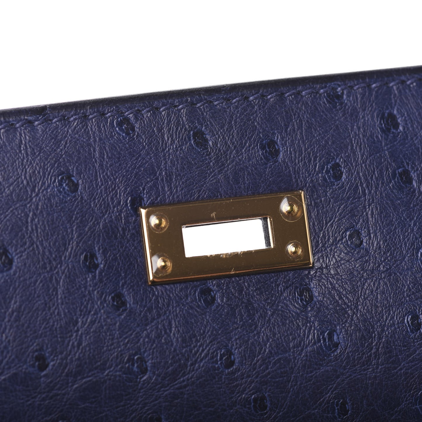 Ostrich Kelly Pochette Clutch Bleu Iris